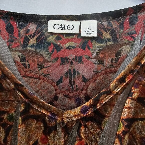 Y2K Velvet Babydoll Top XL Tunic Lace Sequins Hem Dark Fairy Grunge Whimsy Boho - Picture 4 of 12